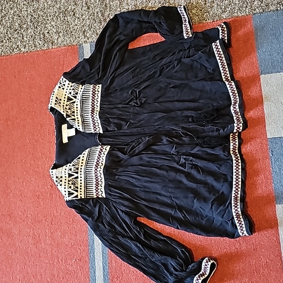 STUNNING H&M EMROIDED PEASANT OPEN JACKET TIE UP - Picture 3 of 11